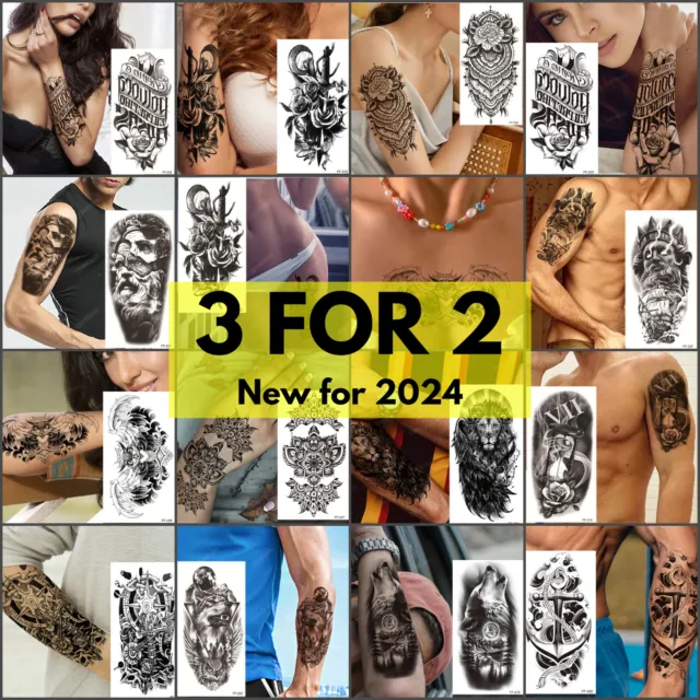 NEW FOR 2024 Temporary Tattoos Waterproof Sticker Fake Arm Body Sleeve Women Men