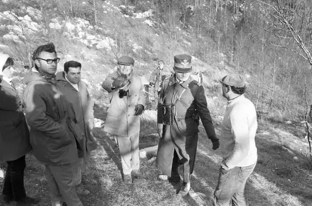 Italian Director Francesco Rosi With Some Of The Crew On The Set Of PHOTO