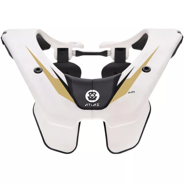 New Atlas Air Neck Brace White Gold Motocross Mx Adult Enduro Bmx Atv Off Road