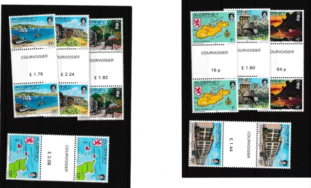 Alderney - 12 MNH gutter pairs of stamps 1983