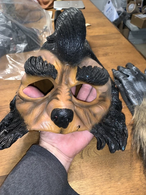 2003 Disguise ELVIS RUBBER MASK & Glovs Sideburns werewolf Hound Dog Adult Size
