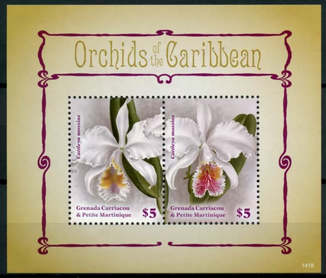 Grenadine di Grenada 2014 nuove di zecca orchidee dei Caraibi 2v S/S fiori flora