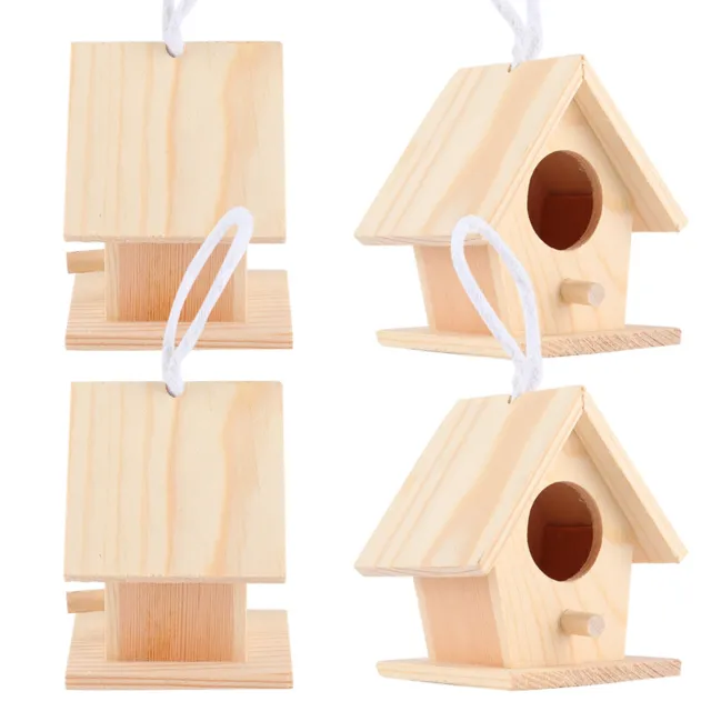 4Pcs Outdoor Wooden Bird House Hanging Bird Resting Nests Box Garden FR