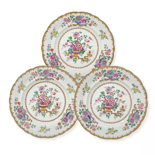 Ashworth Bros. Hanley Golden Chinoiserie Ironstone Dinner Plates (3)