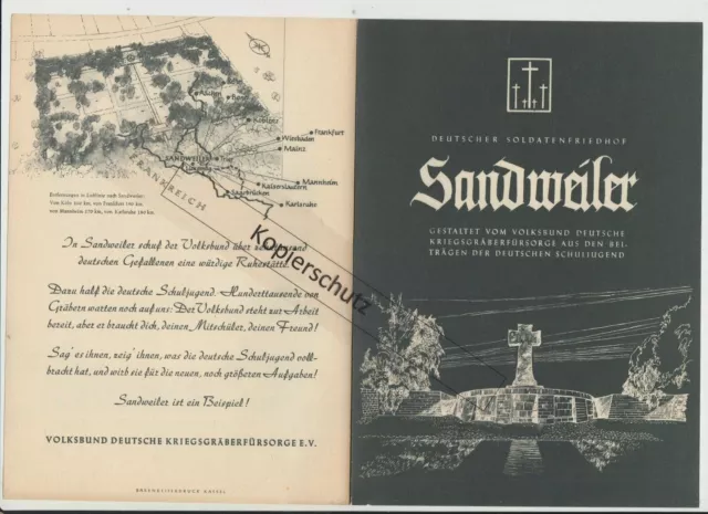 Faltblatt Deutscher Soldatenfriedhof Sandweiler Luxemburg Soldaten Krieg 1960er