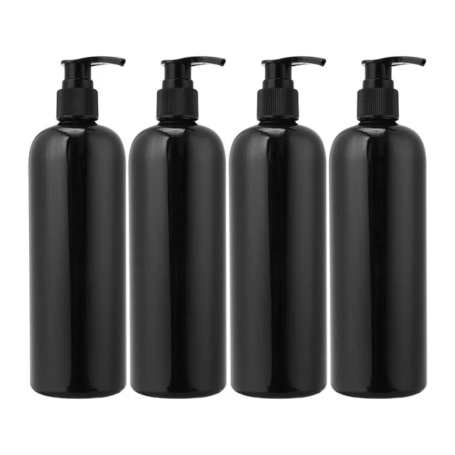 Botella de bomba 21 5 x 6 5 cm botella de PET con bomba para baño 500 ml negro