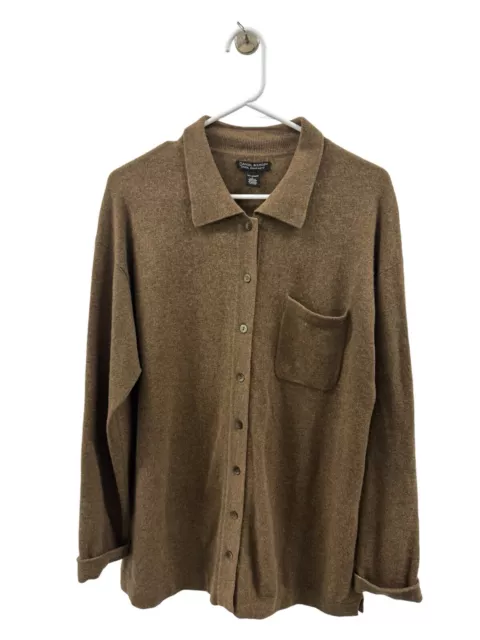 Daniel Bishop Men's Buttons Up 2-ply 100% Cashmere Sweater Brown Size Large