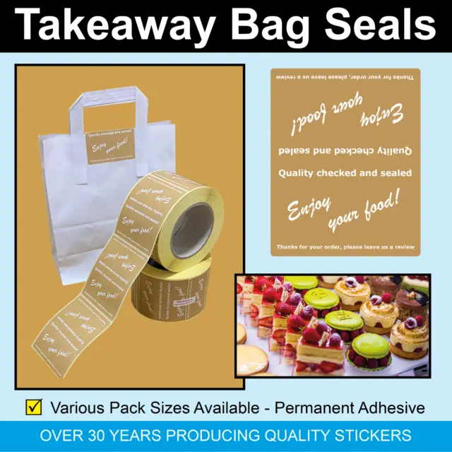 Beige - Takeaway Paper / Plastic Bag / Pizza Box Seals - Labels / Stickers