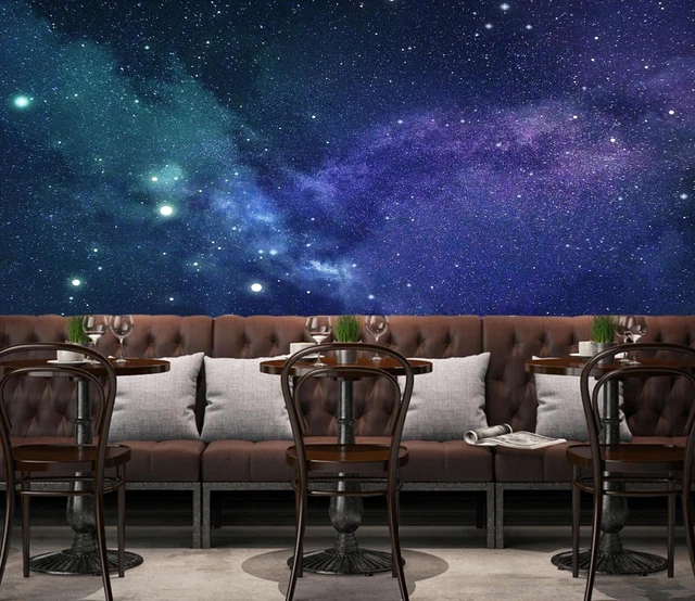 Papier Peint Adhésif 3D Starry Sky - Motif Ciel étoilé, Autocollant Et Amovible