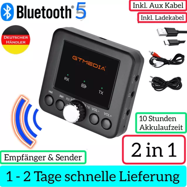 2-in-1 Wireless Bluetooth 5.0 Sender Empfänger Adapter Audio 3,5 mm Klinke Aux