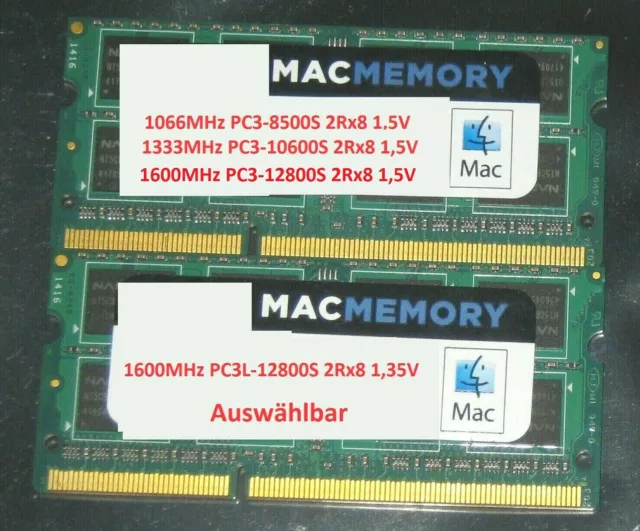 4GB 8GB 16GB MAC MEMORY DDR3 RAM PC3-8500 10600 12800 1066 1333 1600MHz SO-DIMM
