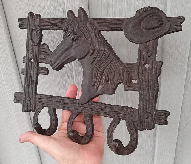 Rack Cast Iron Barn Horse Tack Wall Mount Coat Holder 10 3/4"