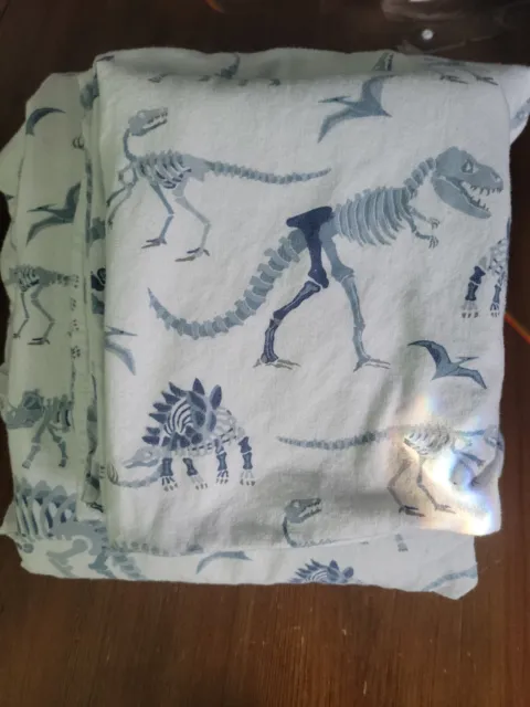 Pottery Barn Dino Bones Sheet Set Full Glow In Dark Dinosaur Flannel 4pc Kids