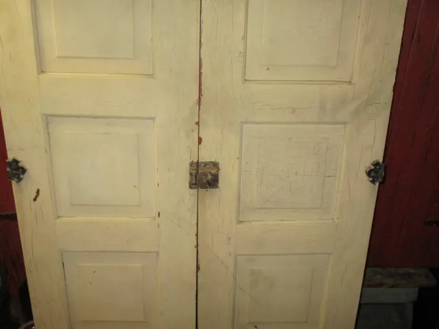 60"x14" Antique SOLID WOOD 5 PANEL DOOR pair Interior Pantry Cupboard Closet 2