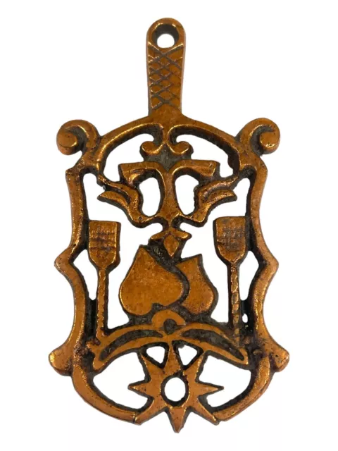 Cast Iron Trivet Vintage Star Heart Bird Cross Orange Hot Mat Plate Handled Boho