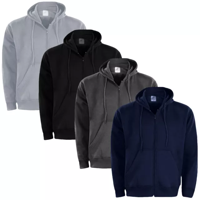 Mens Zip Up Hoodie American Fleece Plain Zipper Hoody Sweatshirts Jacket S - 2XL