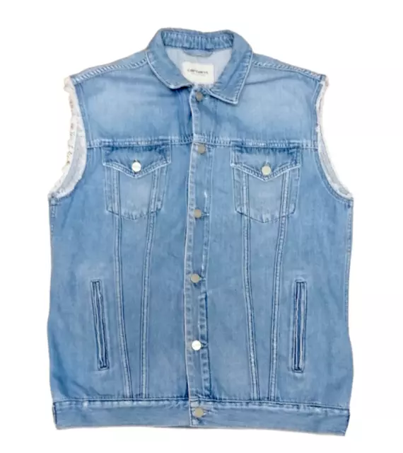 Carhartt trucker vest size medium  button up denim jacket ladies blu