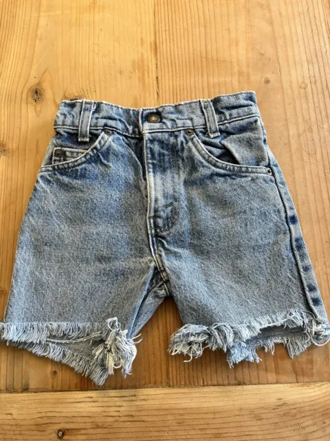 Vtg 80’s Little Levis Orange Tab Cut Shorts Blue Jean Size 7 Slim