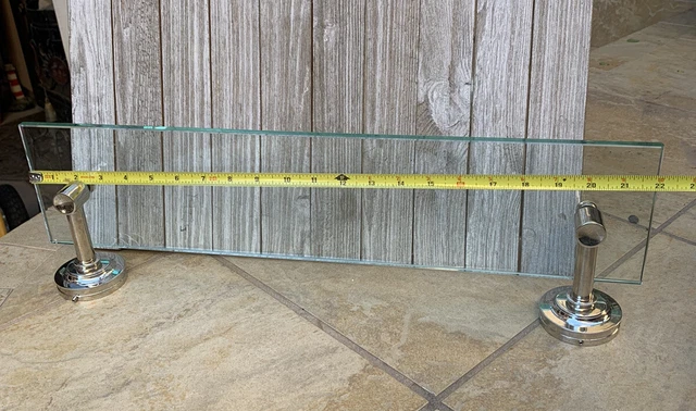 22” High End Tempered Glass Bath Shelf with Chrome Brackets HL 4413 Brass Insert