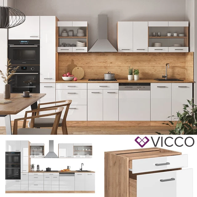 Cuisine Intégrée Vicco R-Line 300 Cm – Gris Noble – Kitchenette Neuve