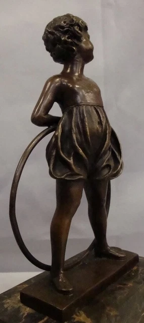 Estatua Hija Art Deco Estilo Art Nouveau Estilo Bronce sólido Firmado 3