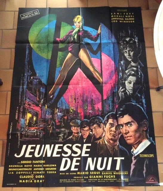 Affiche ancienne cinéma "Jeunesse de nuit" Magali Noël 1961