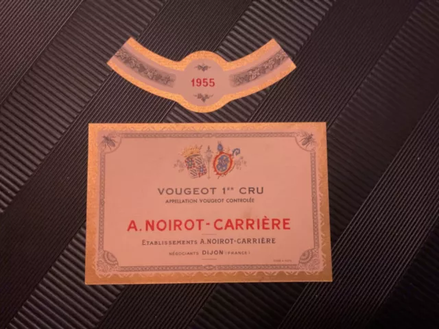 01 Etiquette Vougeot 1955 Noirot Carrière  Wine Label