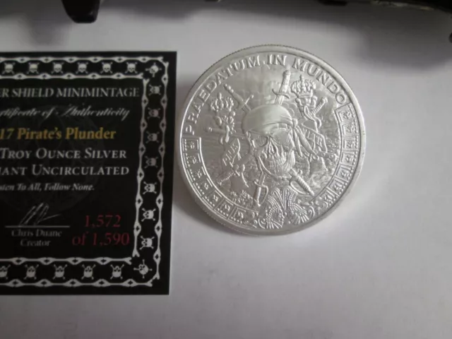 1 oz 2017 Pirate's Plunder BU pièces de huit boucliers ronds en argent 2