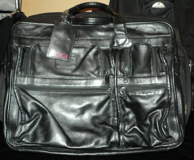 Vintage Leather Tumi Laptop Briefcase Luggage Carry Bag Black