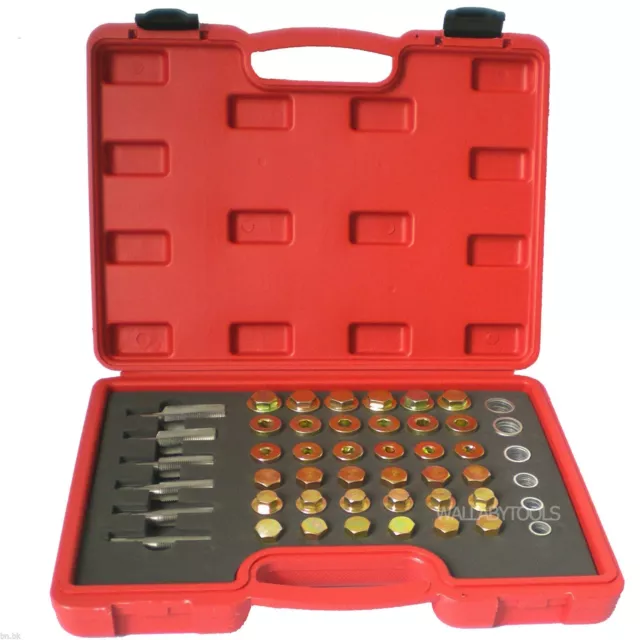 New 114PC Oil Pan Drain Sump Plug Key Thread Repair Tool Kit Set Drain plug