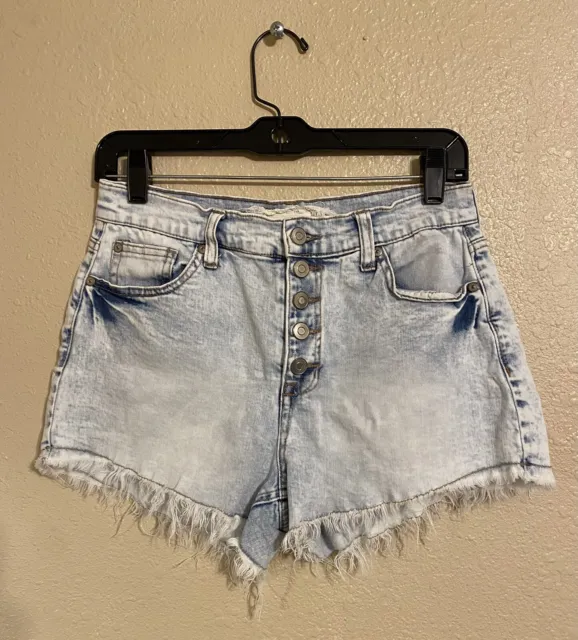 Altar'd State White Denim Cut Off High Rise Button Fly Jean Shorts Size 28/7