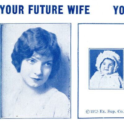 Vintage 1935 Your Future Wife Children Blotter Postcard Size Debutante Wholesome