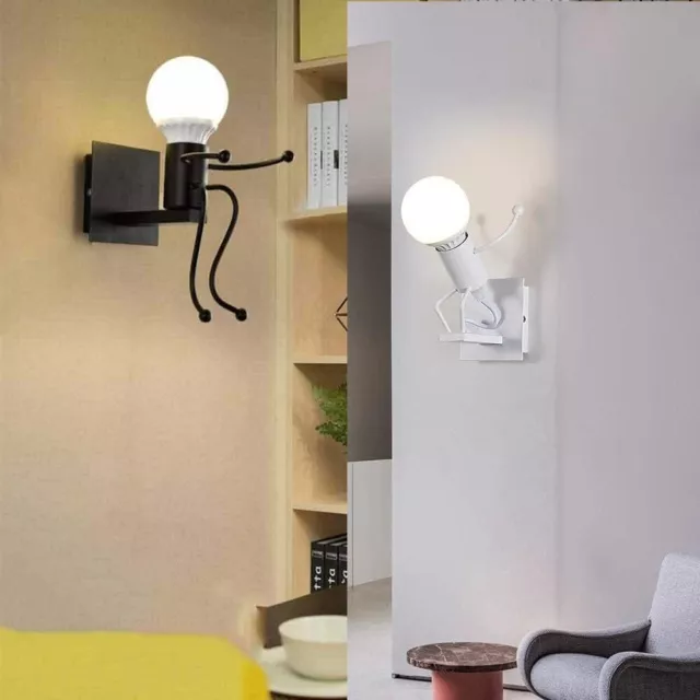 Applique lampada moderna da parete luce muro con forma di omino e attacco E27