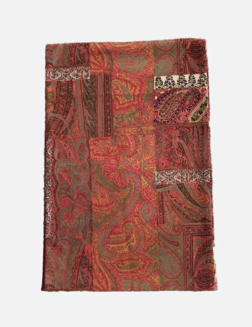 Pottery Barn Table Runner Red Paisley Cotton Linen Blend 18 x 108 inches