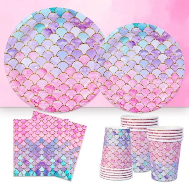 Birthday Disposable Tableware Set Paper Cup Paper Plate Little Mermaid Party