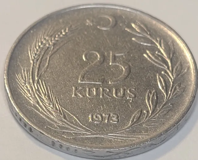 1973 Turkey 25 Kurus Coin KM#892 US SELLER