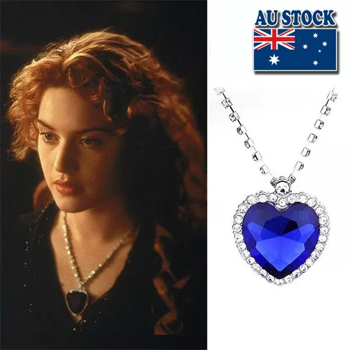 Hot Film Titanic Heart Of The Ocean Silver Tone Blue Crystal Pendant Necklace