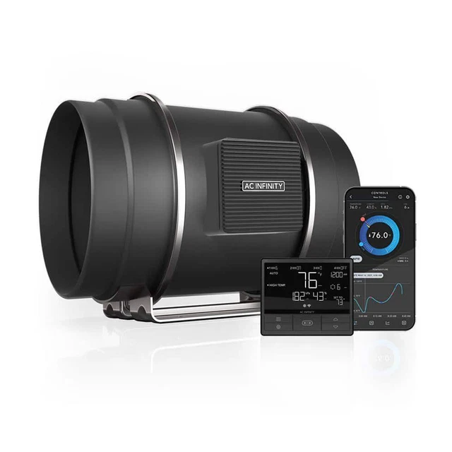 AC INFINITY INLINE Duct Fan 8" Temperature/Humidity Controller Smart