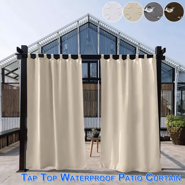 Outdoor Blackout Pergola Garden Patio Curtains Thermal Insulated Tap Top Drapes