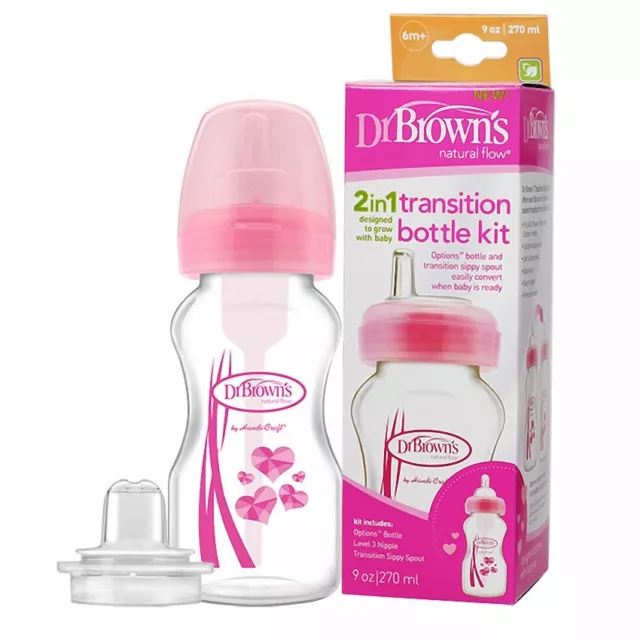 BIBERON DR BROWN´S TRANSITION BOTTLE KIT 2 EN 1 270ml COLOR ROSA 187420