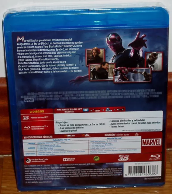 Los Vengadores La Era De Ultron Blu-Ray 3D+Blu-Ray Nuevo Accion (Sin Abrir) A-B 2