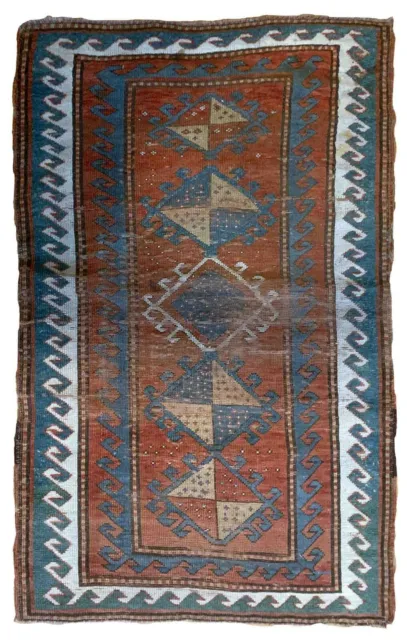 Alfombra antiguo Caucásico Kazak hecho a mano 82cm x 128cm 1880s - 1B899