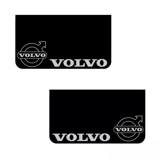 Volvo Lorry HGV Truck Mudflaps 36x64cm Smooth Black PVC Mud Flaps Silver Logo
