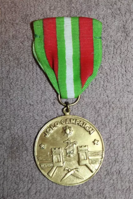 Scarce Original WW2 Philippines JOLO Campaign Medal w/Ribbon by Jose Tupaz, Jr.