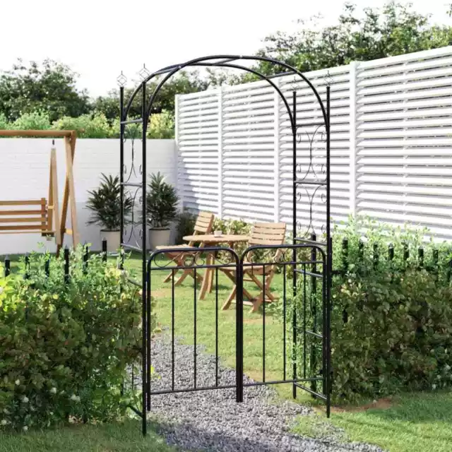 Arche de jardin avec portail noir 108x45x235 cm acier vidaXL