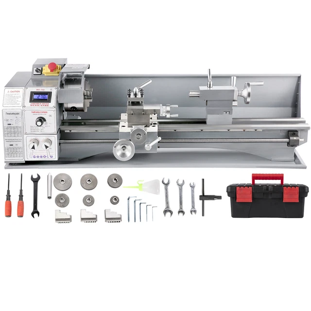 Mini Tornio 100W Per Fai Da Te - Lavorazione Legno E Metallo, 7 Velocità Regolabili - Foto 4