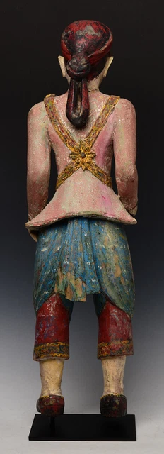 19th Century, Mandalay, Antique Burmese Wooden Standing Figure 8