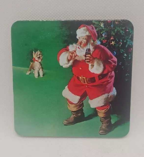 VTG Square Cork Backed Santa COCA COLA X MAS Coasters LOT OF 6 same