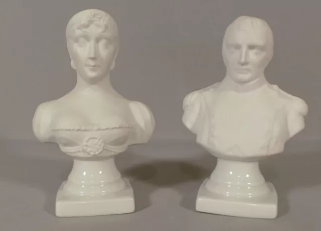 Paire De Bustes Napoléon Et Joséphine En Biscuit De Limoges, époque Vers 1950