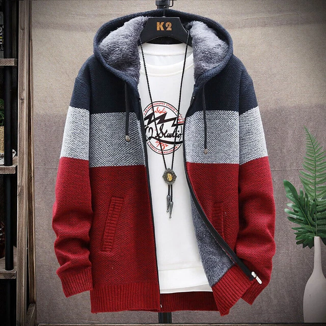 Mens Fashion Warm Fleece Lined Hooded Hoodie Winter Jacket Sweatshirt Coat 3